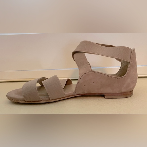 Stuart Weitzman Suede & Elastic Strap Flat Sandals - Picture 4 of 5